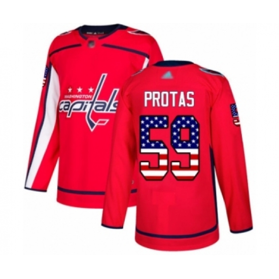 Youth Washington Capitals #59 Aliaksei Protas Authentic Red USA Flag Fashion Hockey Jersey - Ujersey