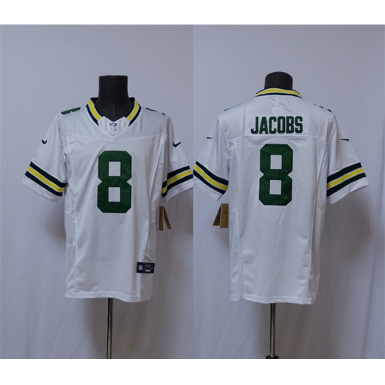 Men's Green Bay Packers #8 Josh Jacobs White Vapor 2025 F.U.S.E. Limited Football Stitched Jersey - Ujersey