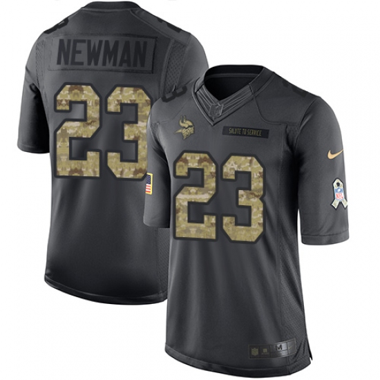 Youth Nike Minnesota Vikings #23 Terence Newman Limited Black 2016 Salute to Service NFL Jersey - Ujersey