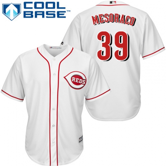 Youth Majestic Cincinnati Reds #39 Devin Mesoraco Authentic White Home Cool Base MLB Jersey - Ujersey