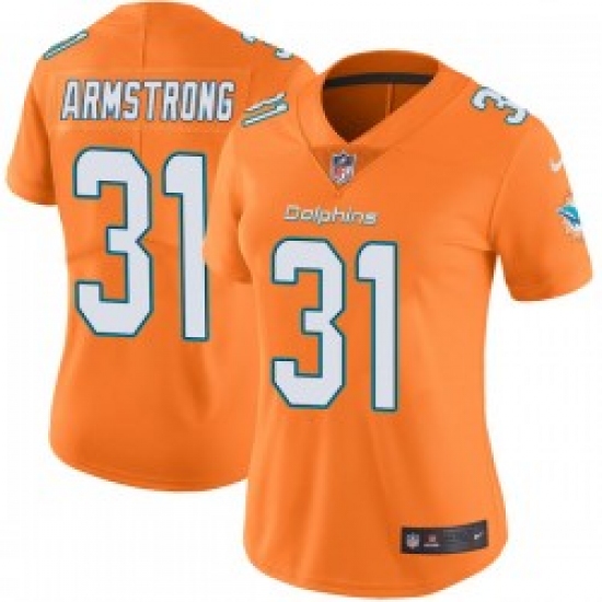 Women's Nike Miami Dolphins #31 Cornell Armstrong Orange Stitched NFL Limited Rush Jersey - Ujersey