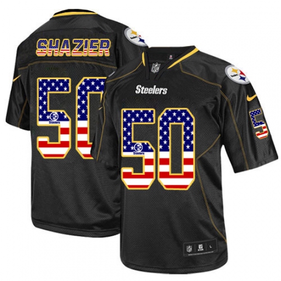 Men's Nike Pittsburgh Steelers #50 Ryan Shazier Elite Black USA Flag Fashion NFL Jersey - Ujersey