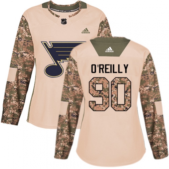 Women's Adidas St. Louis Blues #90 Ryan O'Reilly Authentic Camo Veterans Day Practice NHL Jersey - Ujersey