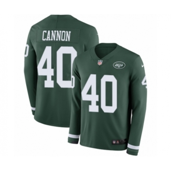 Youth Nike New York Jets #40 Trenton Cannon Limited Green Therma Long Sleeve NFL Jersey - Ujersey