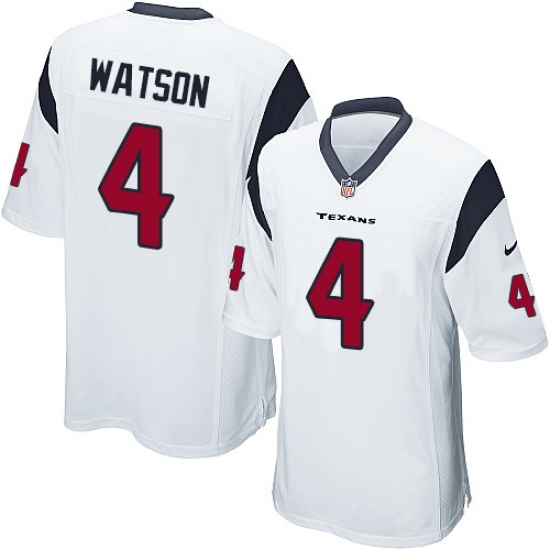 Men's Nike Houston Texans #4 Deshaun Watson Game White NFL Jersey - Ujersey