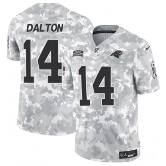 Men's Carolina Panthers #14 Andy Dalton 2024 F.U.S.E Arctic Camo Salute To Service Limited Stitched Football Jersey - Ujersey