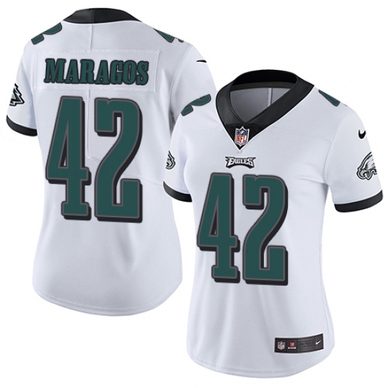 Women's Nike Philadelphia Eagles #42 Chris Maragos White Vapor Untouchable Limited Player NFL Jersey - Ujersey