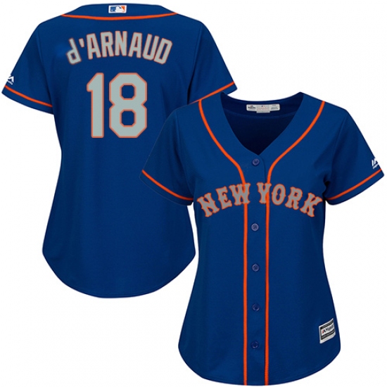 Women's Majestic New York Mets #18 Travis d'Arnaud Authentic Royal Blue Alternate Road Cool Base MLB Jersey - Ujersey