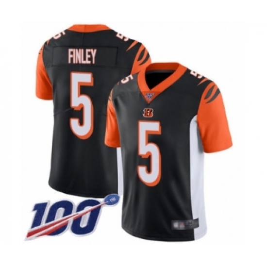 Men's Cincinnati Bengals #5 Ryan Finley Black Team Color Vapor Untouchable Limited Player 100th Season Football Jersey - Ujersey