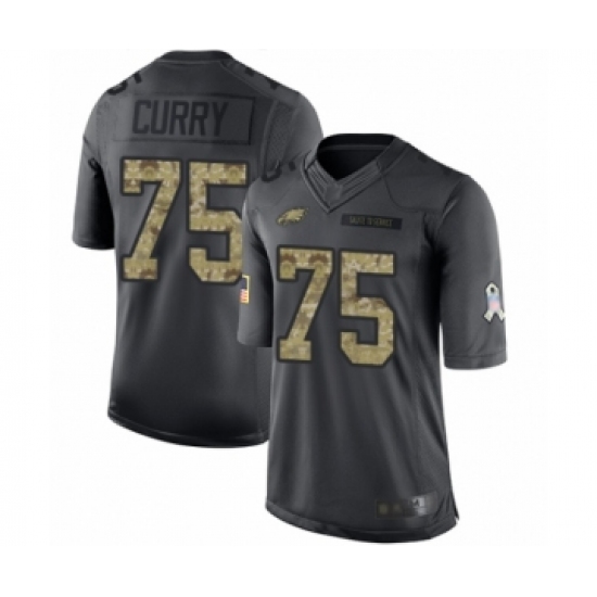 Men's Philadelphia Eagles #75 Vinny Curry Limited Black 2016 Salute to Service Football Jersey - Ujersey