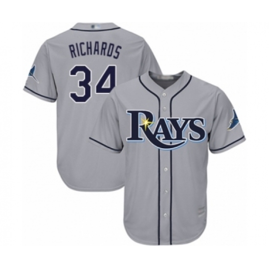 Youth Tampa Bay Rays #34 Trevor Richards Authentic Grey Road Cool Base Baseball Player Jersey - Ujersey