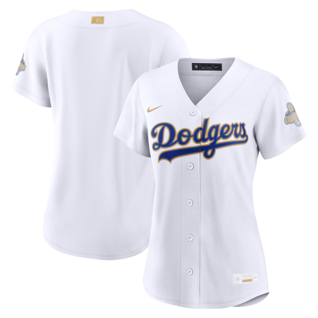 Women's Los Angeles Dodgers Nike White 2026 Gold Collection Stadium Jersey