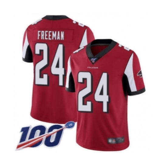 Men's Atlanta Falcons #24 Devonta Freeman Red Team Color Vapor Untouchable Limited Player 100th Season Football Jersey - Ujersey