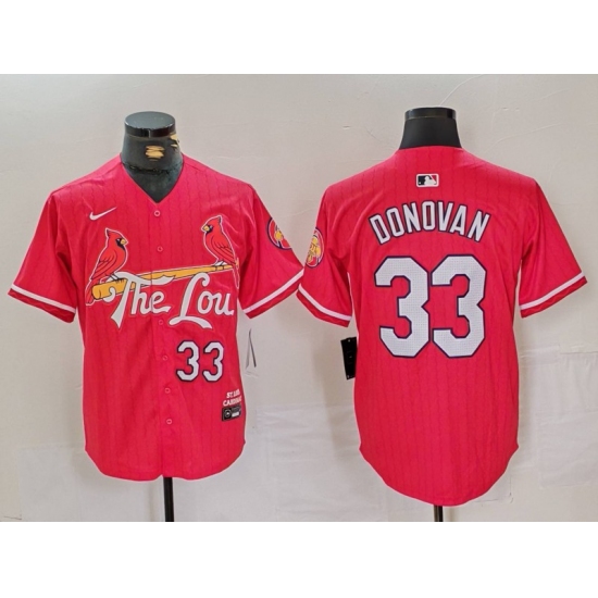 Men's St. Louis Cardinals #33 Brendan Donovan Red 2024 City Connect Limited Stitched Baseball Jersey - ujerseystore