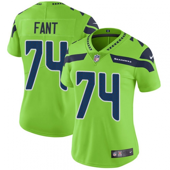 Women's Nike Seattle Seahawks #74 George Fant Limited Green Rush Vapor Untouchable NFL Jersey - Ujersey