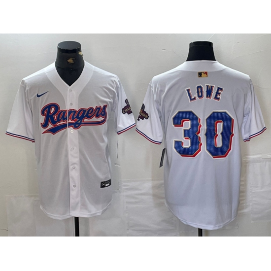 Men's Texas Rangers #30 Nathaniel Lowe White 2024 Gold Collection Limited Cool Base Jersey - Ujersey