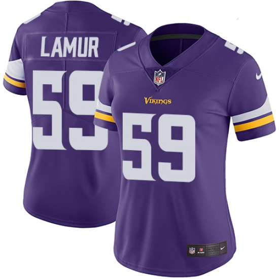 Women's Nike Minnesota Vikings #59 Emmanuel Lamur Purple Team Color Vapor Untouchable Limited Player NFL Jersey - Ujersey