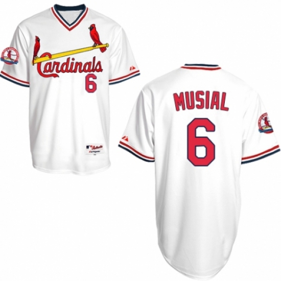 Men's Majestic St. Louis Cardinals #6 Stan Musial Authentic White 1982 Turn Back The Clock MLB Jersey - Ujersey