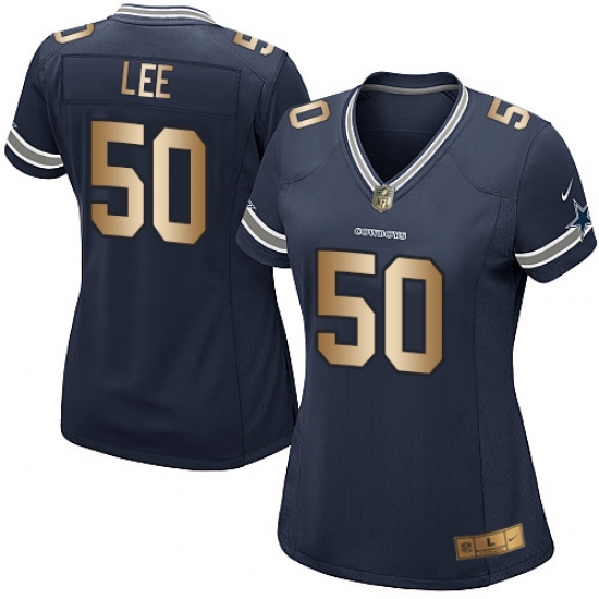 Women's Nike Dallas Cowboys #50 Sean Lee Elite Navy/Gold Team Color NFL Jersey - Ujersey