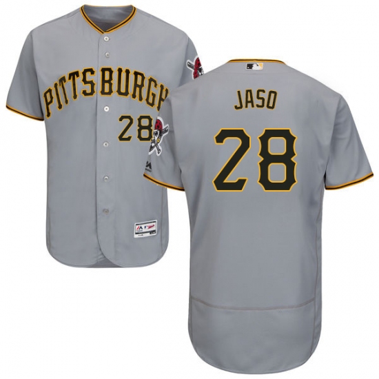 Men's Majestic Pittsburgh Pirates #28 John Jaso Grey Road Flex Base Authentic Collection MLB Jersey - Ujersey