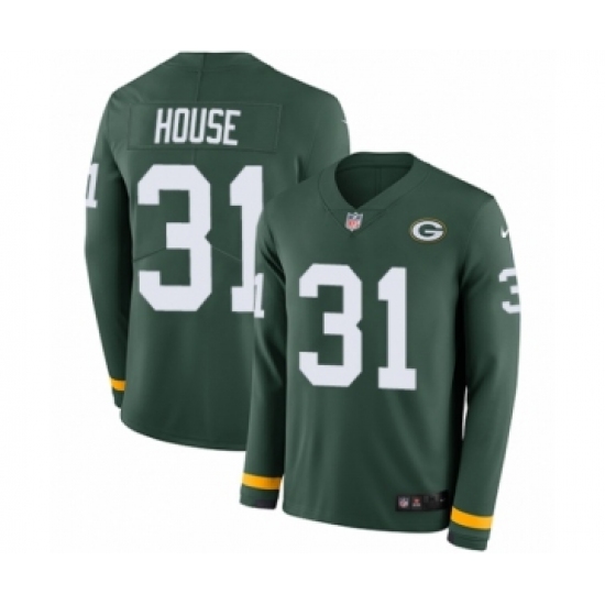 Men's Nike Green Bay Packers #31 Davon House Limited Green Therma Long Sleeve NFL Jersey - Ujersey