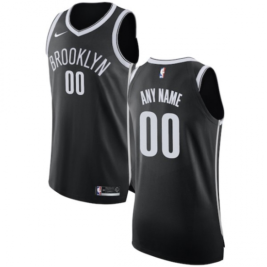 Men's Brooklyn Nets Nike Black Authentic Custom Jersey - Icon Edition - Ujersey