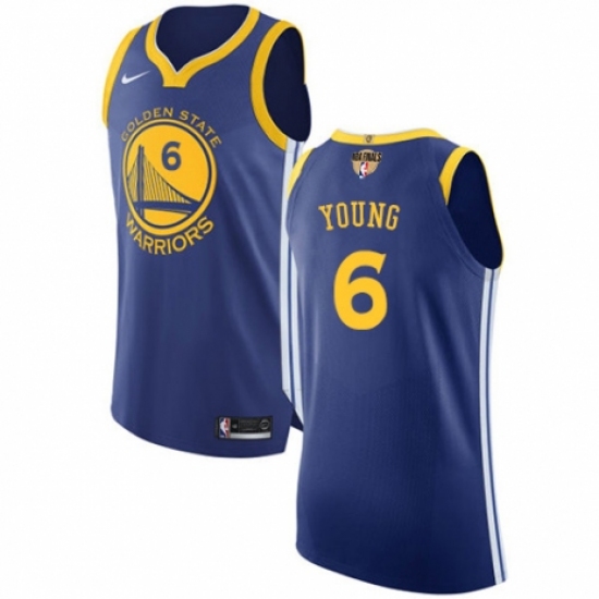 Men's Nike Golden State Warriors #6 Nick Young Authentic Royal Blue Road 2018 NBA Finals Bound NBA Jersey - Icon Edition - Ujersey