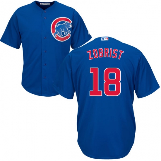 Youth Majestic Chicago Cubs #18 Ben Zobrist Authentic Royal Blue Alternate Cool Base MLB Jersey - Ujersey