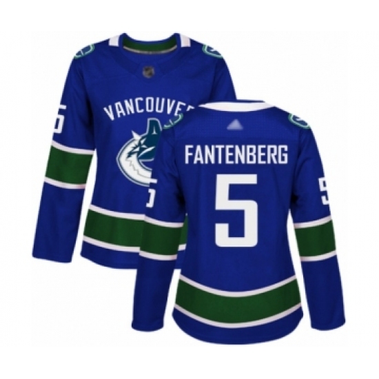 Women's Vancouver Canucks #5 Oscar Fantenberg Authentic Blue Home Hockey Jersey - Ujersey