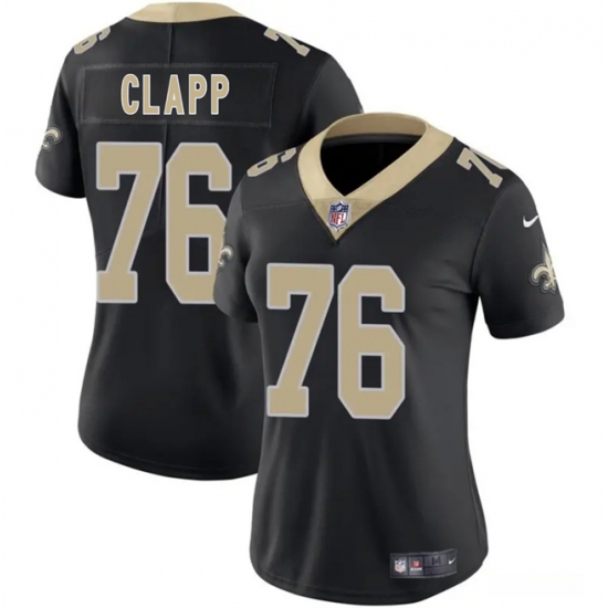 Women's New Orleans Saints #76 Will Clapp Black 2025 Vapor Stitched Game Jersey(Run Small) - Ujersey