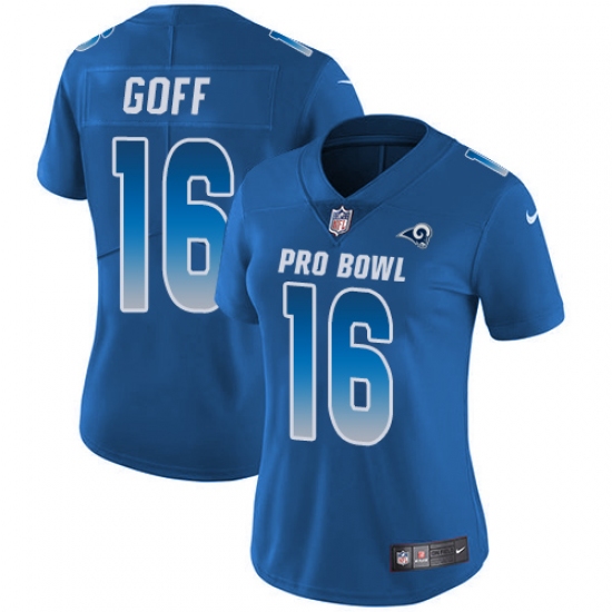 Women's Nike Los Angeles Rams #16 Jared Goff Limited Royal Blue 2018 Pro Bowl NFL Jersey - Ujersey