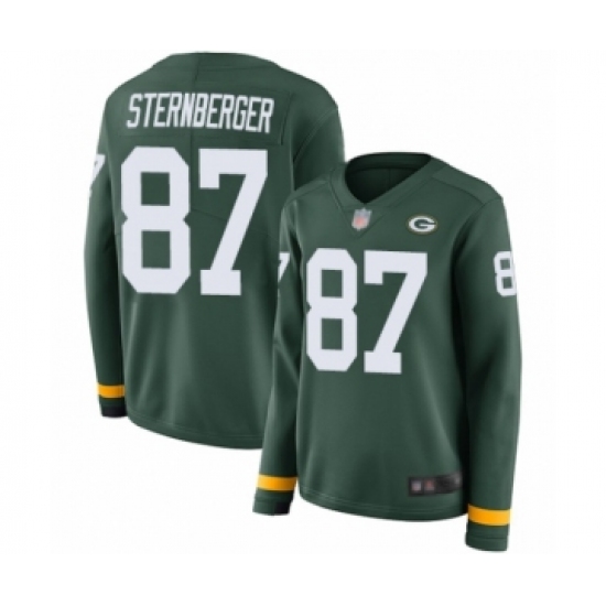 Women's Green Bay Packers #87 Jace Sternberger Limited Green Therma Long Sleeve Football Jersey - Ujersey