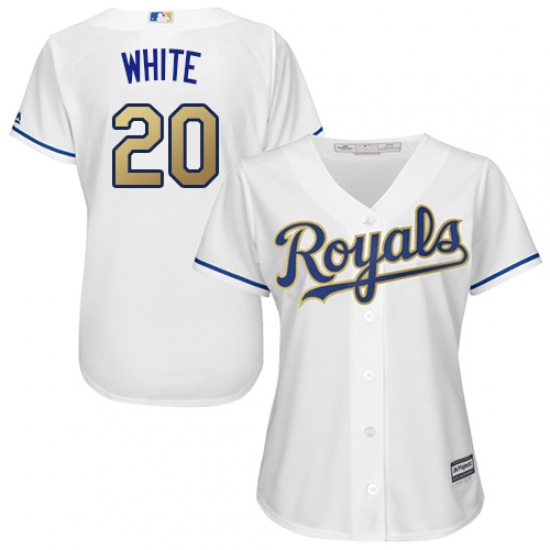 Women's Majestic Kansas City Royals #20 Frank White Authentic White Home Cool Base MLB Jersey - Ujersey