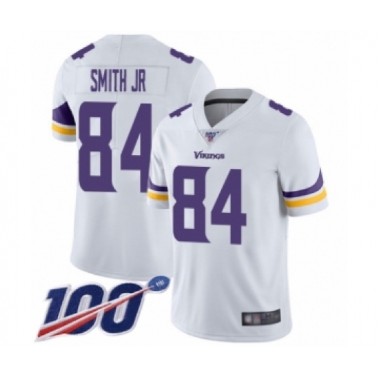Men's Minnesota Vikings #84 Irv Smith Jr. White Vapor Untouchable Limited Player 100th Season Football Jersey - Ujersey