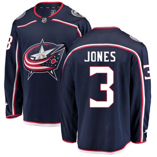 Men's Columbus Blue Jackets #3 Seth Jones Fanatics Branded Navy Blue Home Breakaway NHL Jersey