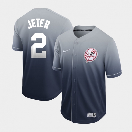 Men's Nike New York Yankees #2 Derek Jeter Nike Grey Fade Jersey - Ujersey