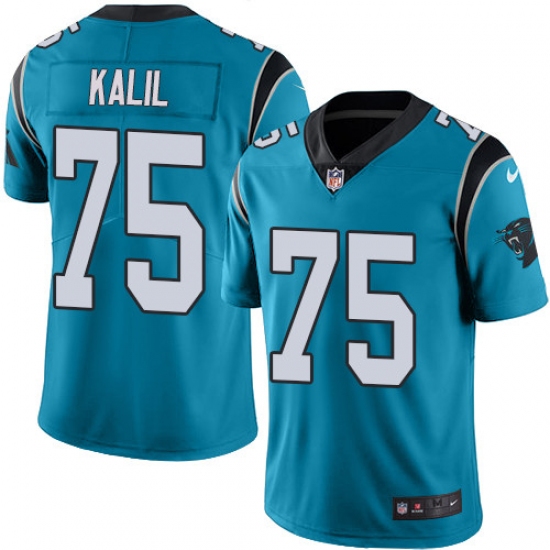 Youth Nike Carolina Panthers #75 Matt Kalil Blue Alternate Vapor Untouchable Limited Player NFL Jersey - Ujersey