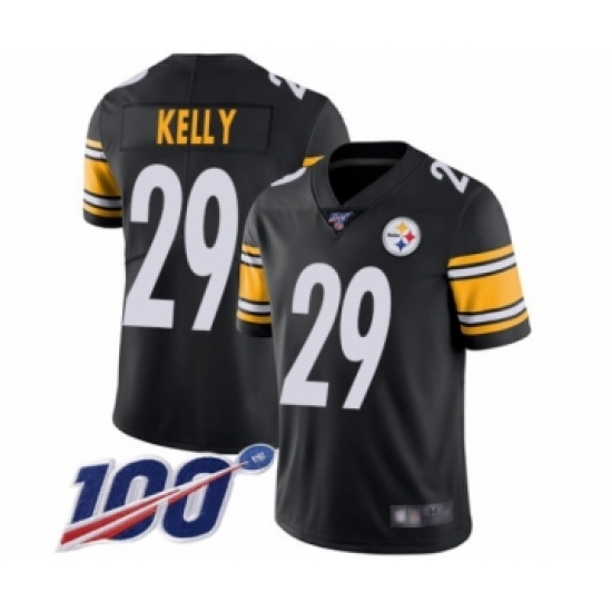 Men's Pittsburgh Steelers #29 Kam Kelly Black Team Color Vapor Untouchable Limited Player 100th Season Football Jersey - Ujersey