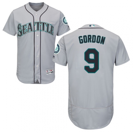 Men's Majestic Seattle Mariners #9 Dee Gordon Grey Road Flex Base Authentic Collection MLB Jersey - Ujersey