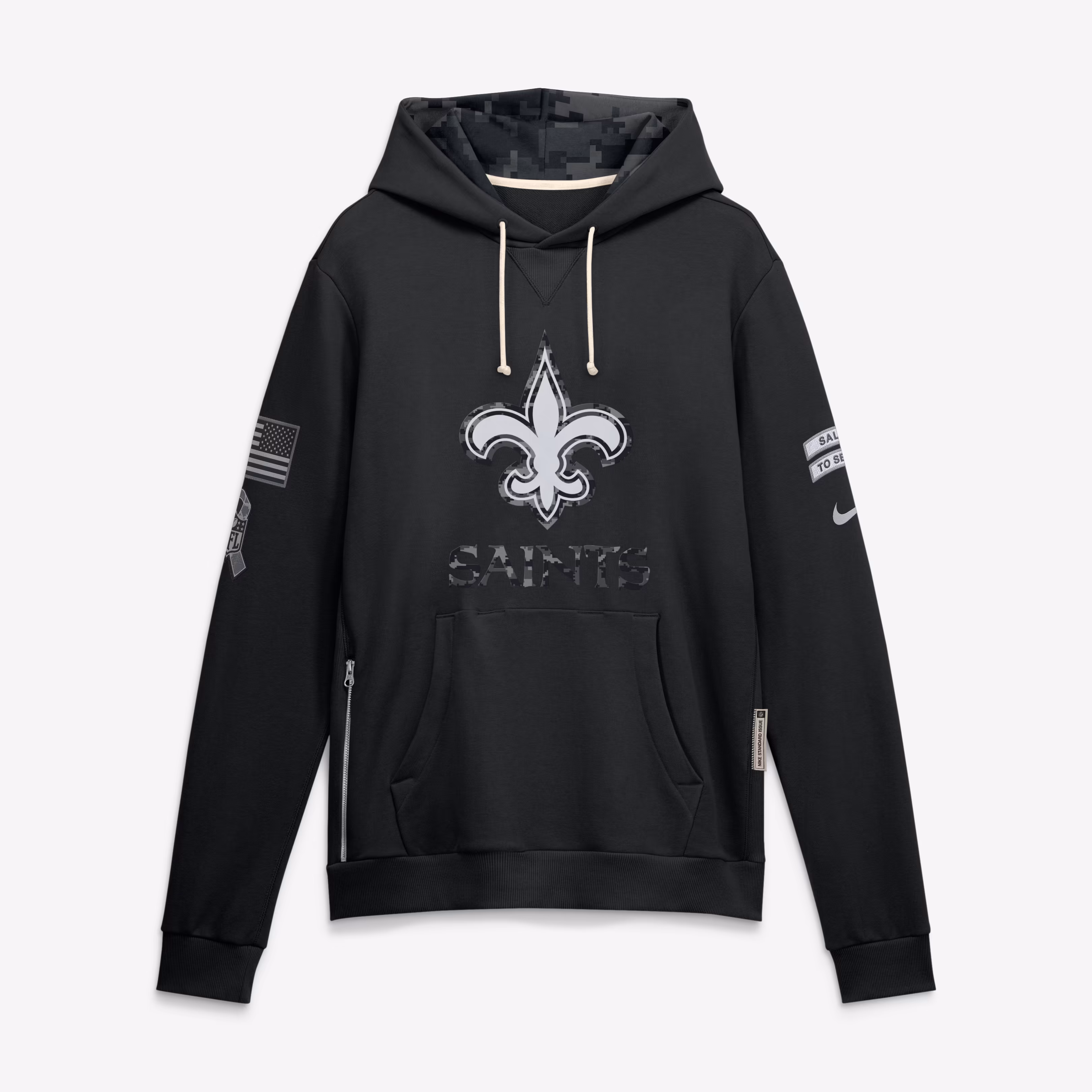 Men's New Orleans Saints  Nike Black 2026 Salute to Service Sideline Dri-FIT Pullover Hoodie - U-jersey