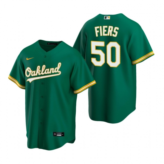 Men's Nike Oakland Athletics #50 Mike Fiers Green Alternate Stitched Baseball Jersey - Ujersey