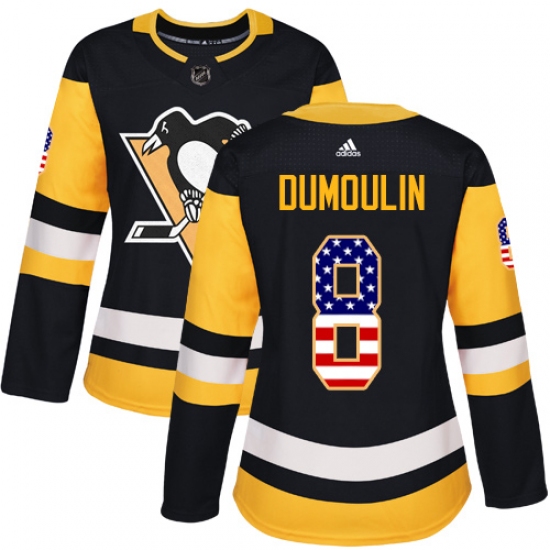 Women's Adidas Pittsburgh Penguins #8 Brian Dumoulin Authentic Black USA Flag Fashion NHL Jersey - Ujersey
