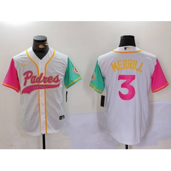 Men's San Diego Padres #3 Jackson Merrill White NEW 2023 City Connect Cool Base Stitched Jersey - Ujersey
