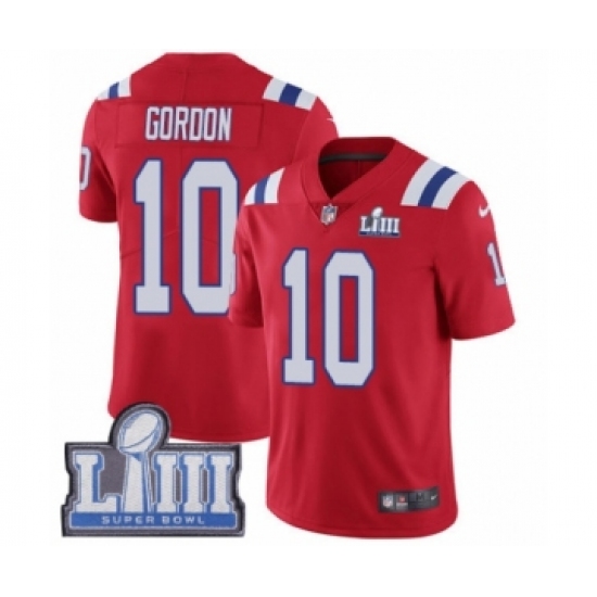 Youth Nike New England Patriots #10 Josh Gordon Red Alternate Vapor Untouchable Limited Player Super Bowl LIII Bound NFL Jersey - Ujersey