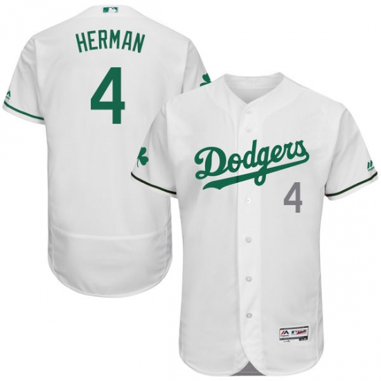 Men's Majestic Los Angeles Dodgers #4 Babe Herman White Celtic Flexbase Authentic Collection MLB Jersey - Ujersey