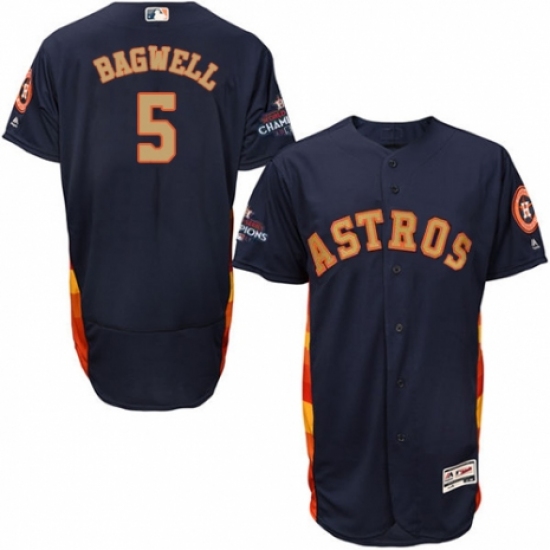 Men's Majestic Houston Astros #5 Jeff Bagwell Navy Blue Alternate 2018 Gold Program Flex Base Authentic Collection MLB Jersey - Ujersey