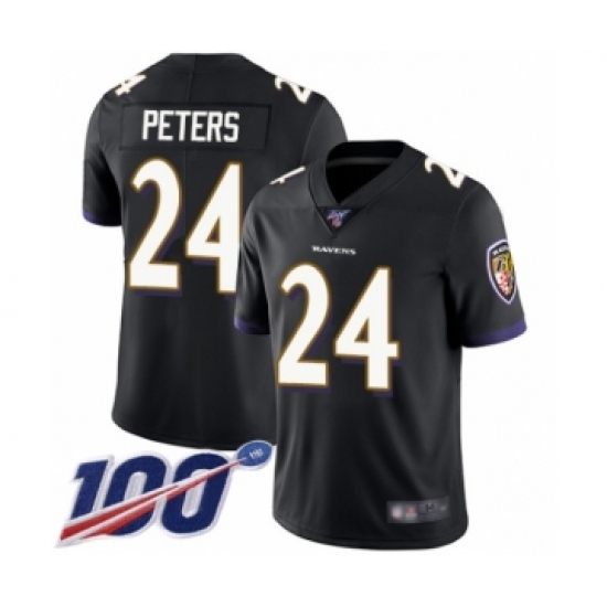Youth Baltimore Ravens #24 Marcus Peters Black Alternate Vapor Untouchable Limited Player 100th Season Football Jersey - Ujersey