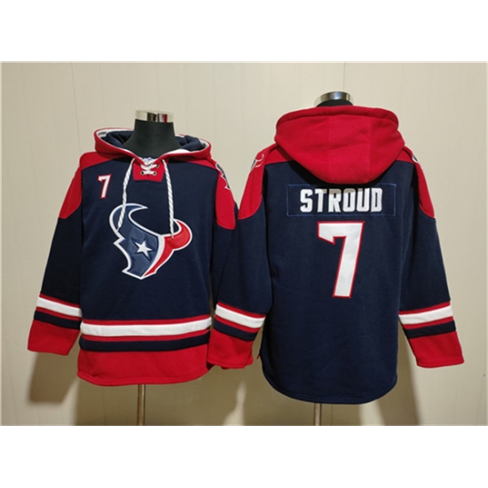 Men's Houston Texans #7 C.J. Stroud Navy Ageless Must-Have Lace-Up Pullover Hoodie - Ujersey NHL