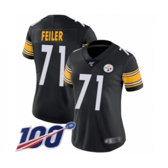 Women's Pittsburgh Steelers #71 Matt Feiler Black Team Color Vapor Untouchable Limited Player 100th Season Football Jersey - Ujersey