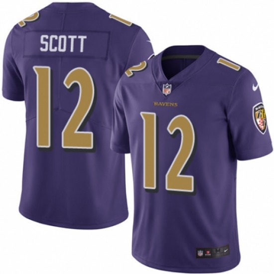 Youth Nike Baltimore Ravens #12 Jaleel Scott Limited Purple Rush Vapor Untouchable NFL Jersey - Ujersey